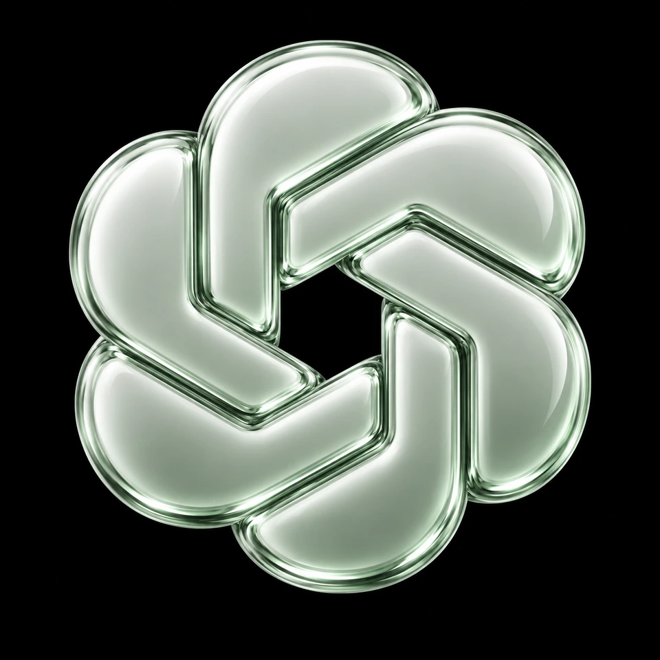 A pearl-mint glass loop floating in a black void